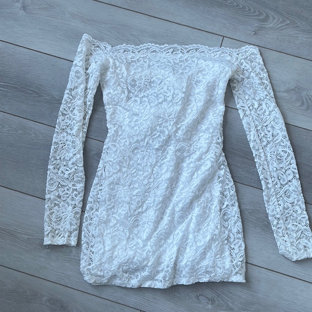 WORN ONCE lace white off the shoulder dress